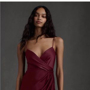 BHLDN Freya Satin Charmeuse Dress Dark Red Size 8